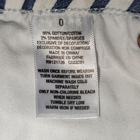 Aeropostale Women's Striped Stretch Denim Blue white Shorts size 0 - Picture 3 of 9